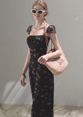 Original Flower Beaded Halter Slim Dress